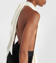 Victoria Beckham Cutout halterneck satin and crêpe gown