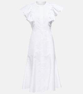 Chloe Ruffle-trimed cotton midi dress