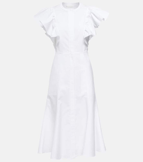 Chloe Ruffle-trimed cotton midi dress