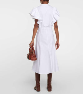 Chloe Ruffle-trimed cotton midi dress