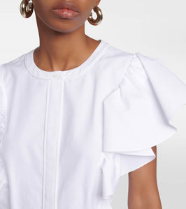 Chloe Ruffle-trimed cotton midi dress
