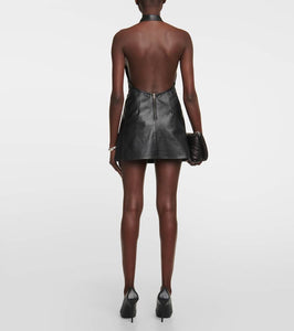Petar Petrov Atkins V-neck leather mini dress