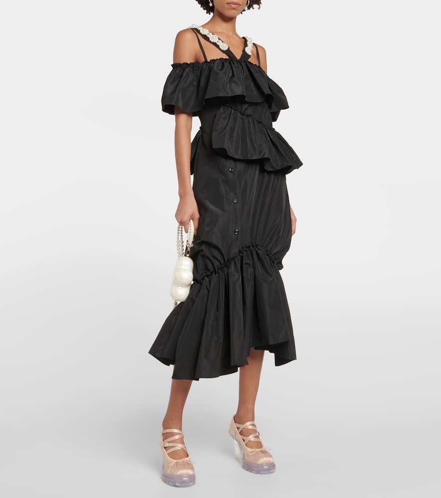 Simone Rocha Crisscross satin ballerina pumps