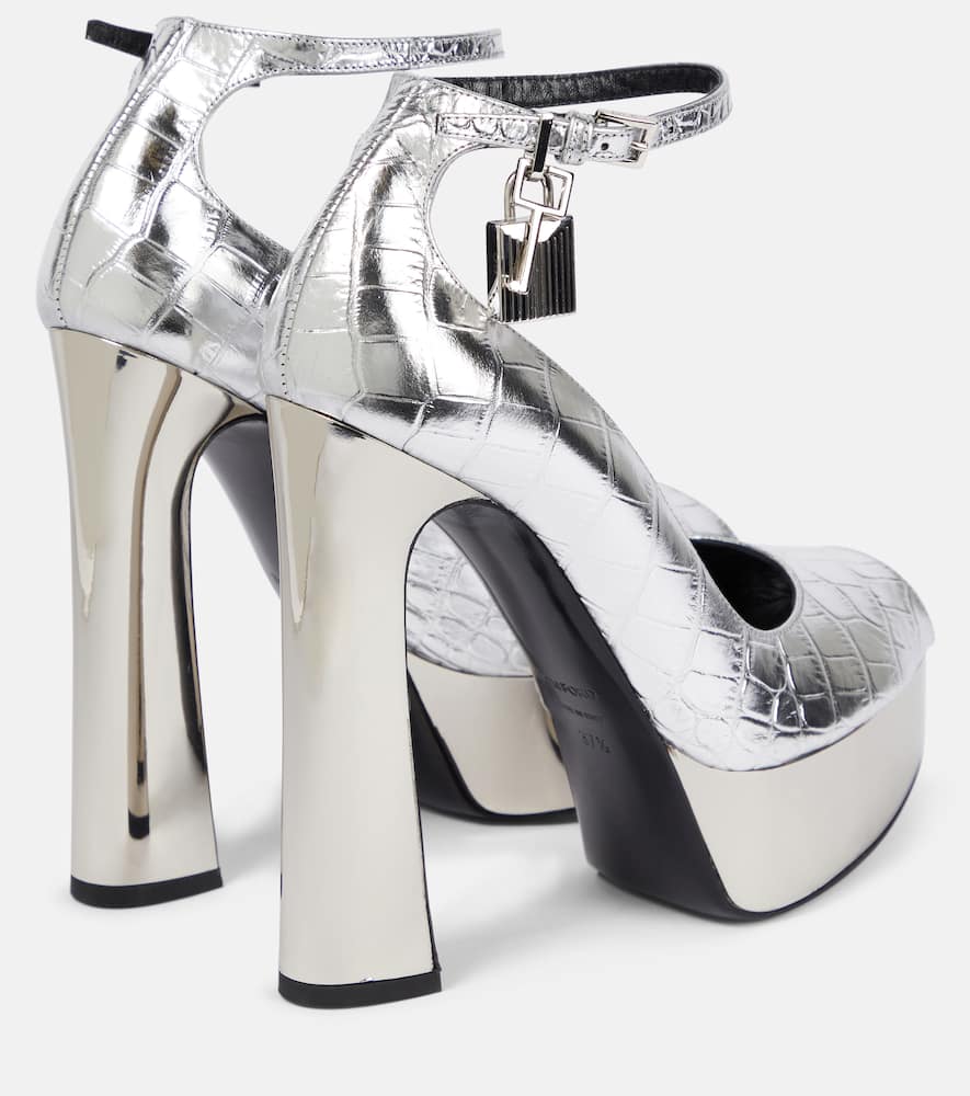 Tom Ford Metallic leather platform peep-toe pumps