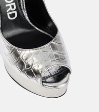 Tom Ford Metallic leather platform peep-toe pumps