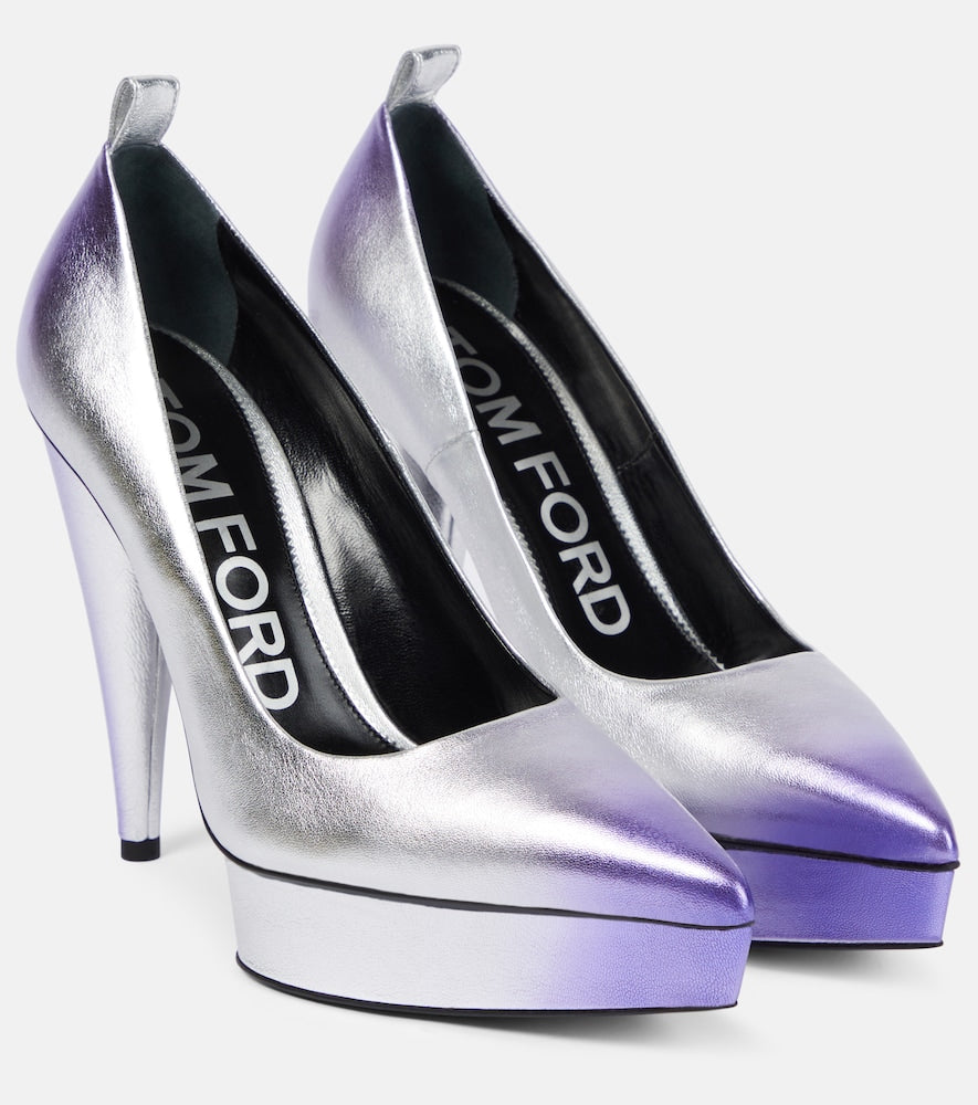 Tom Ford Metallic leather platform pumps - 汤姆·福特金属皮革厚底高跟鞋