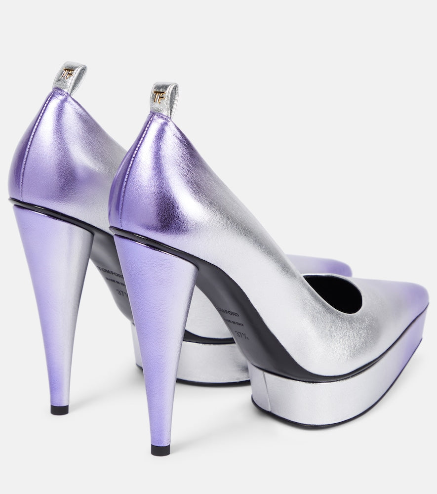 Tom Ford Metallic leather platform pumps