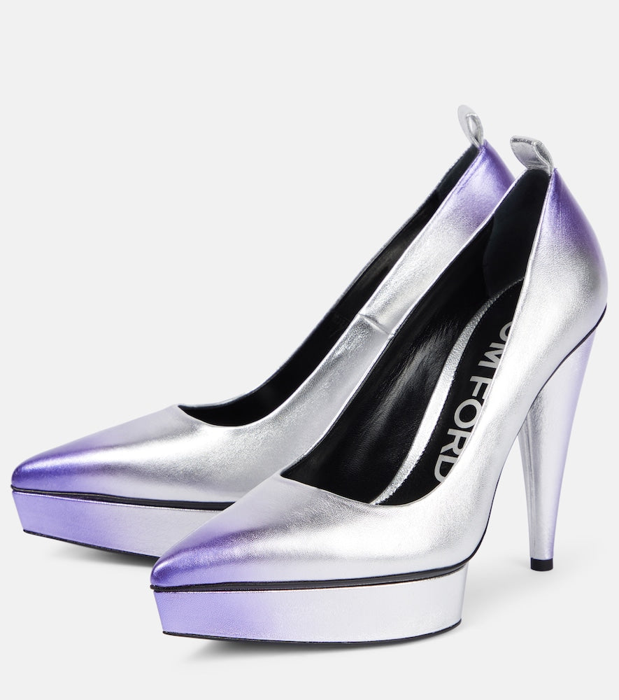 Tom Ford Metallic leather platform pumps