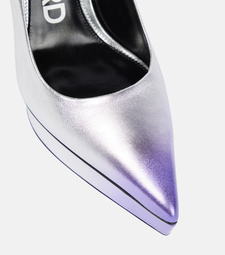 Tom Ford Metallic leather platform pumps