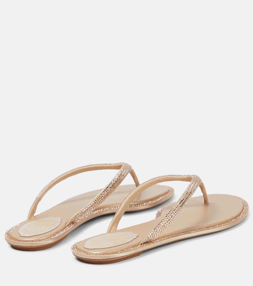 Rene Caovilla Diana embellished satin thong sandals
