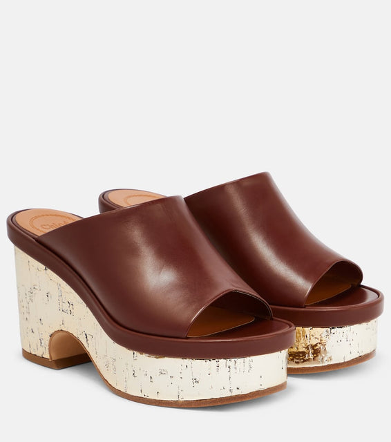 Chloe Oli leather platform mules