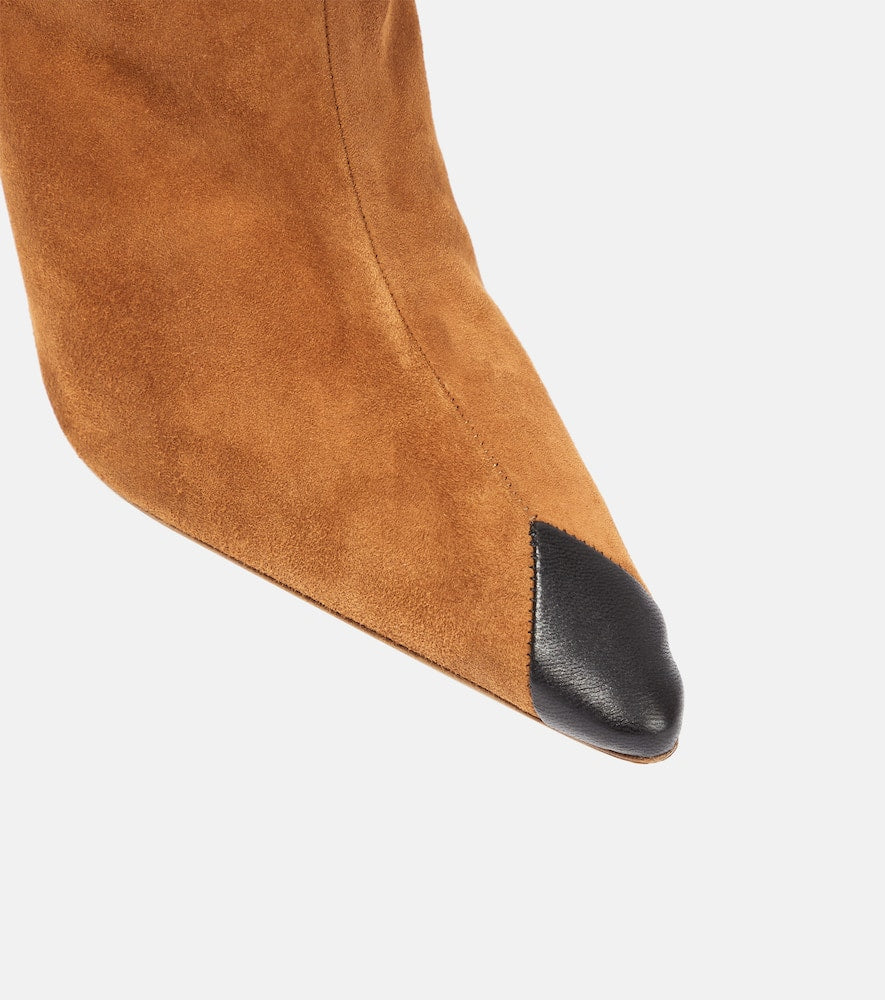 Alessandra Rich Embellished suede knee-high boots