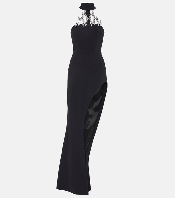 David Koma Crystal-embellished asymmetric gown