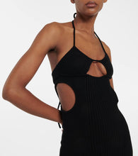 Off-White Cutout ribbed-knit gown