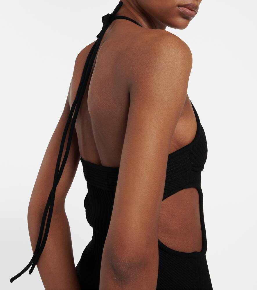 Off-White Cutout ribbed-knit gown