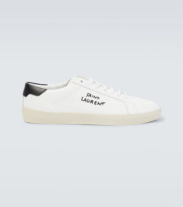 Saint Laurent Logo embroidered leather sneakers
