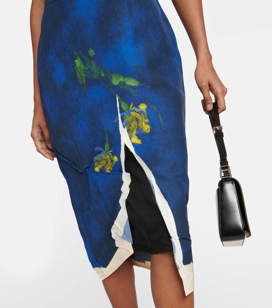 Prada Printed technical midi dress