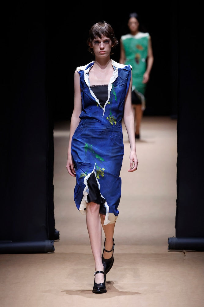 Prada Printed technical midi dress