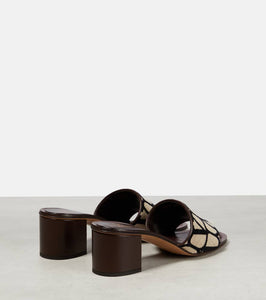Valentino Garavani Toile Iconographe leather-trimmed mules