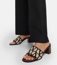 Valentino Garavani Toile Iconographe leather-trimmed mules