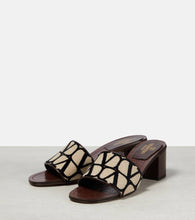 Valentino Garavani Toile Iconographe leather-trimmed mules