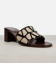 Valentino Garavani Toile Iconographe leather-trimmed mules