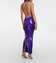 LaQuan Smith Sequined halterneck gown