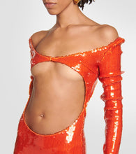 LaQuan Smith Sequined cutout off-shoulder gown
