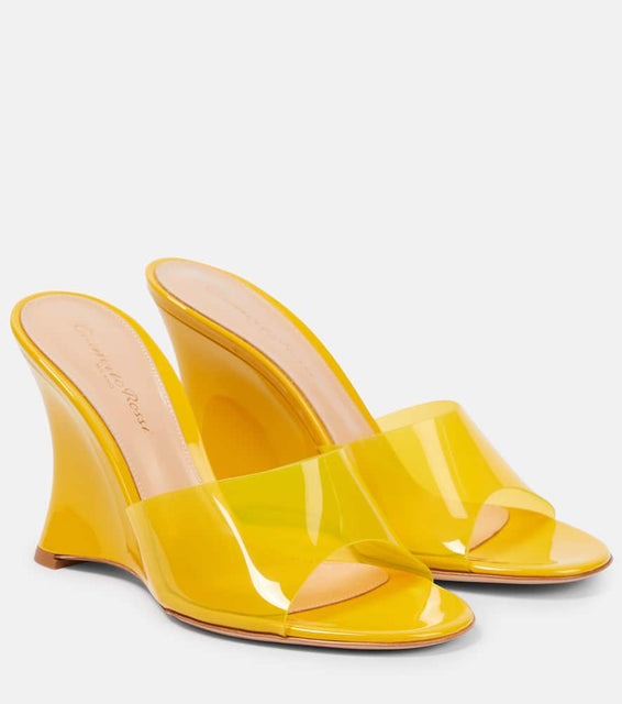 Gianvito Rossi Vernice PVC wedge mules