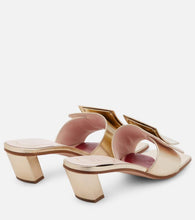 Roger Vivier Love Metal Buckle metallic leather mules