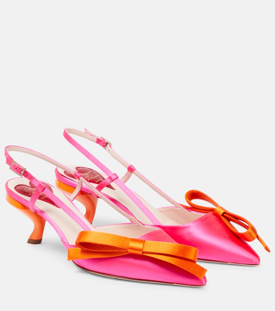 Roger Vivier Virgule bow-embellished satin slingback pumps