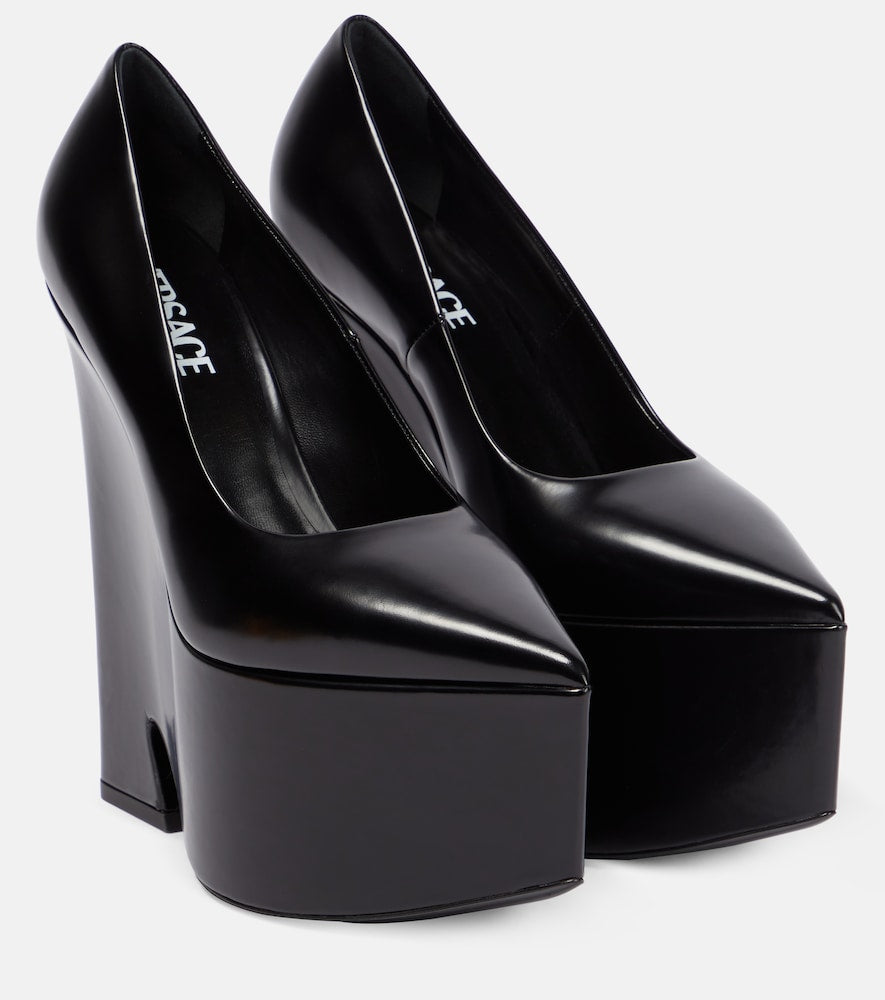 Versace Tempest leather platform pumps - 范思哲 Tempest 皮革厚底高跟鞋