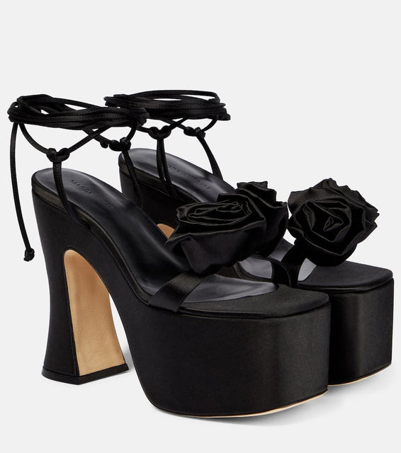 Magda Butrym Appliqu√É¬© satin platform sandals