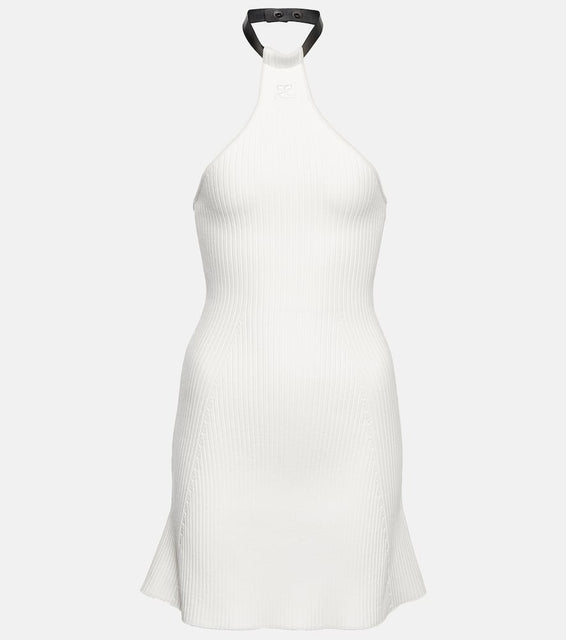 Courreges Ribbed-knit halterneck minidress