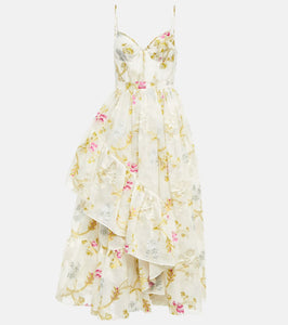 Erdem Alani linen and silk-blend midi dress