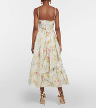 Erdem Alani linen and silk-blend midi dress