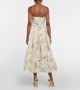 Erdem Alani linen and silk-blend midi dress