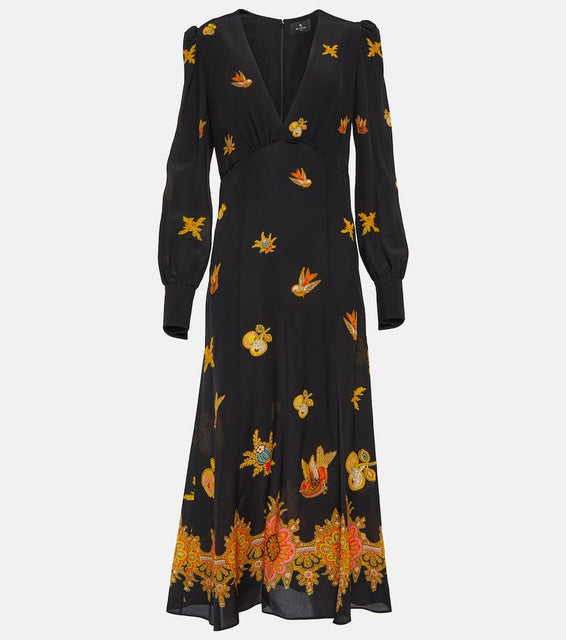 Etro Printed silk crêpe de chine midi dress