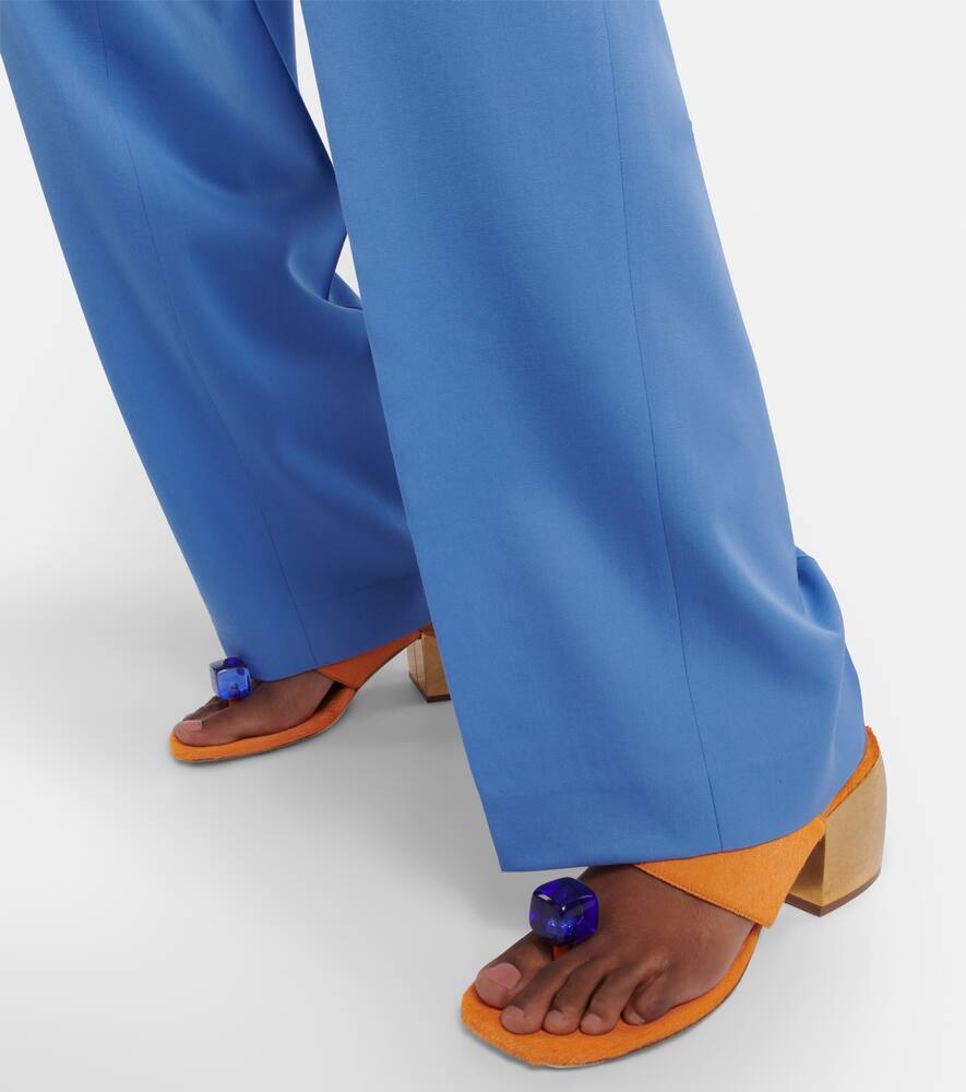 Dries Van Noten Embellished calf hair mules