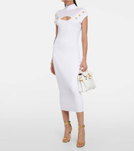Balmain Mesh-trimmed midi dress