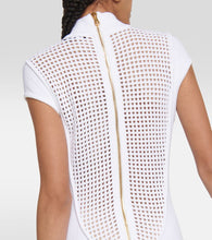 Balmain Mesh-trimmed midi dress