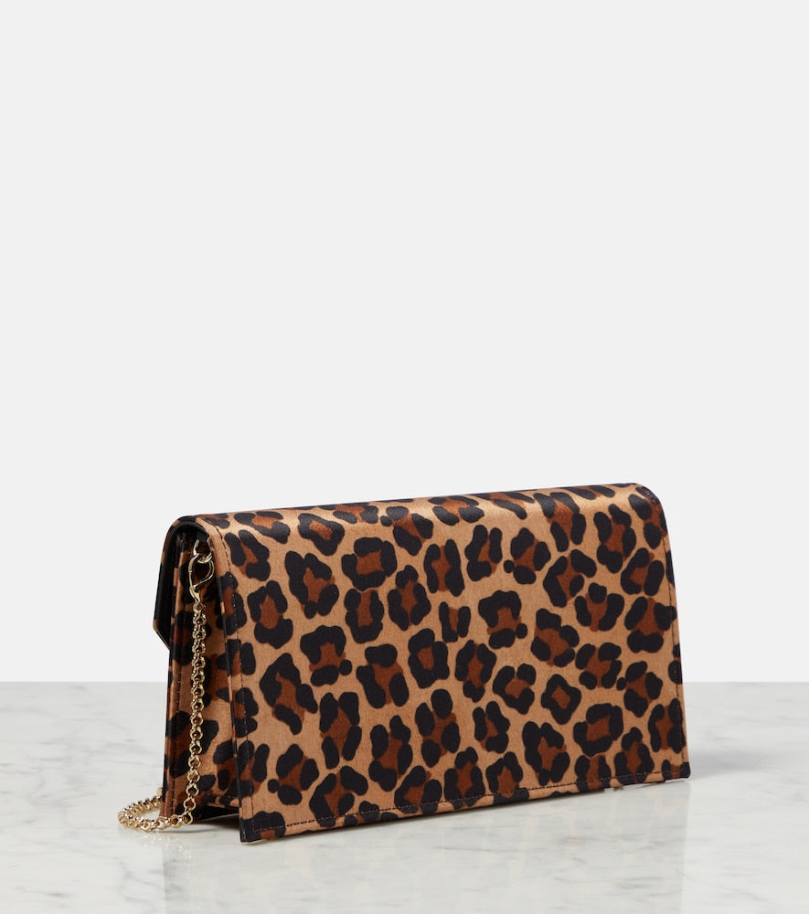 Christian Louboutin Loubi54 leopard-print satin clutch