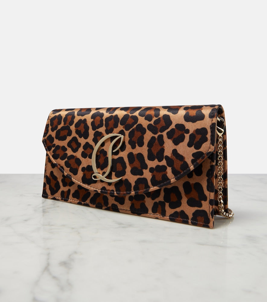 Christian Louboutin Loubi54 leopard-print satin clutch