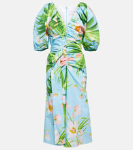 Carolina Herrera Puffed printed cotton-blend midi dress