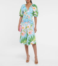 Carolina Herrera Puffed printed cotton-blend midi dress