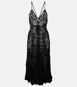 Anna Kosturova Open-knit cotton midi dress