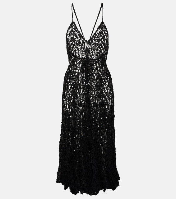 Anna Kosturova Open-knit cotton midi dress