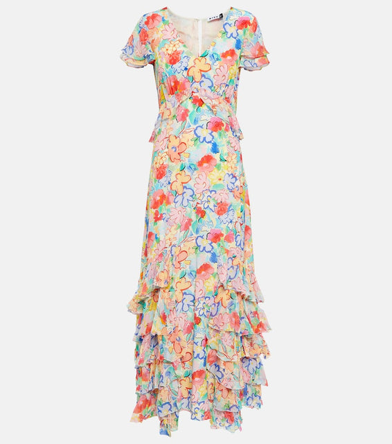 Rixo Thanvi floral silk voile midi dress