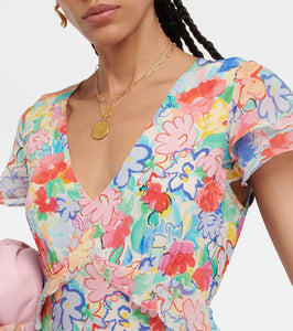 Rixo Thanvi floral silk voile midi dress