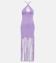 Rotate Fringe-trimmed jersey maxi dress